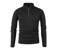 Quarter Zip Jumper Men, Mens Sweatshirts Solid Color Half Zip Jumpers Plain Work Tactical Pullover Stand Collar Long Sleeve Tops Turtle Neck Sweaters for Outdoor Workout S-3XL Black