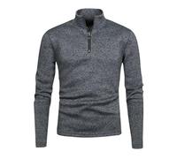 Quarter Zip Jumper Men, Mens Sweatshirts Solid Color Half Zip Jumpers Plain Work Tactical Pullover Stand Collar Long Sleeve Tops Turtle Neck Sweaters for Outdoor Workout S-3XL Dark Gray