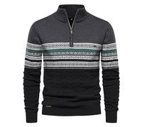 Quarter Zip Jumper Men Smart, Sweaters for Men Uk, Long Sleeve Slim Fit Comfortable Knitted Pullover Quarter Zip Solid Classic Soft Warm Sweaters Mock Neck Travel Winter Hiking Jumpers