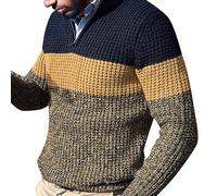 Quarter Zip Jumper Men Work, Jumpers for Men Uk, Solid Comfortable Winter Warm Sweatshirts Long Sleeve Slim Fit Travel Knitted Quarter Zip Jumpers Classic Hiking Soft Mock Neck Sweaters