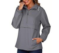 Quarter Zip Jumper Women Rain Jacket with Hood Lightweight Windbreaker Jacket Hiking Outdoor Pullover with Pocket Ladies Waterproof Jackets with Hood