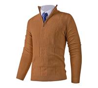 Quarter Zip Knitwear, Jumpers for Men Winter Warm Knit Polo Neck Long Sleeve Soft Cozy Turtle Neck Mens Roll Neck Jumper Fishermans Jumpers for Men Mens Half Zip Jumpers Pullover Tops