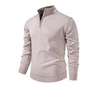Quarter Zip Knitwear, Men Jumper with Zip V Neck Jumper Casual Work Golf Sweater Cotton Striped Knitted Men's Turtleneck Jumper Mens Chunky Knit Jumper Quarter Zip Jumper Men Pullover Jumper