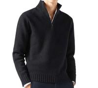 Quarter Zip Knitwear, Men's Jumper Zip Neck V Neck Jumper Casual Work Golf Sweater Cotton Striped Knitted Mens Roll Neck Jumper Mens Chunky Knit Jumper Men Zip Jumper Sweatshirts Winter Pullover