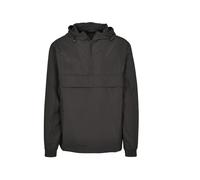 Build Your Brand Men's Basic Pull-Over Windbreaker Jacket, Black, M