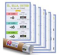 Quarterhouse 11 Poster Spanish Verbs and Beginner Vocabulary (Set B) Set, Spanish Classroom Learning Materials for Pre-K and K-12 Students and Teachers, 12 x 18 Inches