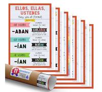 Quarterhouse 11 Poster Spanish Verbs and Beginner Vocabulary (Set H) Set, Spanish Classroom Learning Materials for Pre-K and K-12 Students and Teachers, 12 x 18 Inches, Made in USA