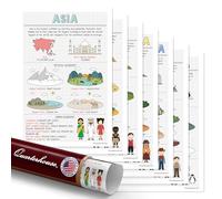 Quarterhouse 7 Poster Seven Continents Set, Social Studies Classroom Learning Materials for K-12 Students and Teachers, 12 x 18 Inches, Made in USA