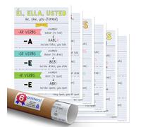 Quarterhouse Spanish Verb Conjugation Classroom Variety Posters (Set of 6) 12 x 18 inches