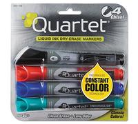 Quartet Dry Erase Markers, Whiteboard Markers, Chisel Tip, EnduraGlide, BOLD COLOR, Assorted Colors, 4 Pack (5001M)