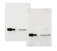 Quartet Glass Desktop Notepad, 9" x 6", Whiteboard, Dry Erase Surface, Marble/White,2 Pack (GDP96)