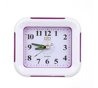 Quartz Alarm Clock with Night Light, Silent Tick and Snooze Function, Small Bedside Design with ABS Plastic Anti Slip Body, Clear Number Display, Requires 1 AA Battery (Purple)