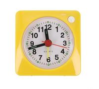 Quartz Alarm Clock with Snooze Function and Built-in Light, Silent Non Ticking Bedside Clock for Travel, Portable Mini- Desk Clock, Square Plastic Design for Students and Children(Yellow)