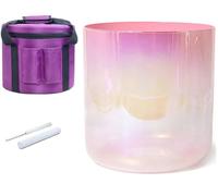 Quartz Alchemy Crystal Singing Bowl with Carrying Case & Mallets, Pink Colored Sound Bowl for Yoga Meditation & Sound Bath(432Hz,8 inch D Note)