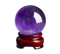 Quartz Amethyst Ball,Crystal Gemstone Sphere with Stand,Home Decoration Fengshui Divination Ball for Divination Art Decor,60mm