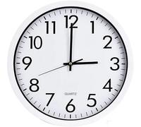 Quartz Basic Wall Clock Round Vintage Analogue Clocks For Home Kitchen Bedroom 24 Cm - White