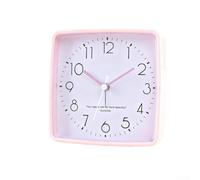 Quartz Battery Powered Square Alarm Clock with Loud Beeping Sound Designed for Student Use (Pink)