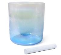 Quartz Chakra Crystal Singing Bowl for Yoga Meditation & Sound Bath, Gradient Blue Colored Sound Bowl with Suede Mallet & O-ring(440Hz,6 inch G note)
