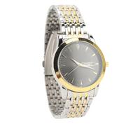 Quartz Clock for Men, Stainless Steel Clock with The Bottom to Work (Gold Black)
