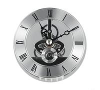 Quartz Clock Insert 86mm for Custom Clock Building with Skeleton Design Roman Numeral Face and Plastic Housing (silver)