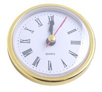 Quartz Clock Inserts Movement Replacement Parts, 36mm and 65mm Diameter Gold and Silver Arabic Numbers on White Dial with Transparent Lens, Accurate DIY Quartz(E)