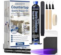 Quartz Countertop Repair Kit 1.7fl.oz / 50ml - 30s Fast Curing DIY Fix Quartz Chip Repair Kit for Cracks Holes & Scratches on Granite Marble Acrylic Fiberglass Porcelain & Corian Surfaces (White)
