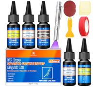 Quartz Countertop Repair Kit, 4 Colours UV Ceramic Tile Repair Kit (White, Beige, Gray, Clear) Fast Curing Odorless for Repairing Tile, Granite, Ceramic, Bathtub, fibreglass with Cracks and Scratches