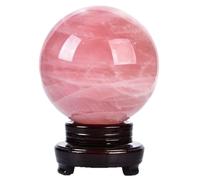 Quartz Crystal Ball Decorative Stone Sphere Sculpture Figurine Rose Quartz Ball Ornament for Home, Bedroom, Office Decor,12cm