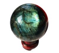 Quartz Crystal Ball Dream Labradorite Gemstone Sphere Display Sculpture Home Decor Crafts for Friends Men Women Gift,100mm/3.9in Gemstone Stone