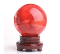 Quartz Crystal Ball Red Sphere Smelting Stone Home Decoration Melting Gemstone for +Base,11cm/4.3in