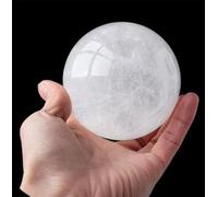 Quartz Crystal Ball White Sphere with Stand for Lucky Wealth Protect The House Home Decor Feng Shui Ornament,100mm/3.9in
