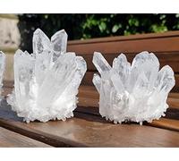 Quartz Crystal Cluster - Healing Crystals - Raw Clear Quartz Specimen - Reiki Crystal Cluster for Meditation - Amplifies Positive Energy - Beautiful Home Decor - Handmade White Crystal (300-400g)