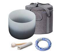 Quartz Crystal Singing Bowl C/D/E/F/G/A/B Note Frosted Crystal Singing Bowl,For Yoga, Chakra, Meditation Gifts,E Note,10 Inch