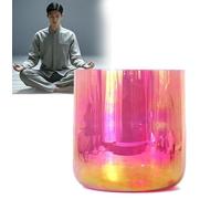 Quartz Crystal Singing Bowl, Gradient Pink, Cosmic Light Alchemy Bowl with Mallet & O-Ring, Chakra Sound Bowl for Yoga Meditation and Sound Healing