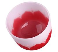 Quartz Crystal Singing Bowl, Matte Color Flower Pattern Crystal Singing Bowl Fine Workmanship with Stick for Sound Healing (Red C Note)