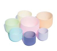 Quartz Crystal Singing Bowls 6-12 Inch Set, For Stress Reduction, Balancing Body Chakra, Prayer, Buddhist, With Suede Striker, Rubber Mallet,440Hz