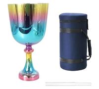 Quartz Crystal Singing Bowls, 7 Inch Handheld Crystal Chalice, 440Hz Electroplated, Meditation Prop, Relieves Fatigue And Anxiety, With Carry Case, Striker(B Note)