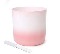 Quartz Crystal Singing Bowls, 7 inch Pink White Singing Bowl With Notes For Includes Striker & O-ring(F Note)