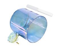 Quartz Crystal Singing Bowls, 8 Inch Blue Alchemy Crystal Singing Bowl Multiple Notes Acrylic Striker O-Ring(A Note)