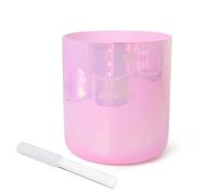 Quartz Crystal Singing Bowls, Alchemy Crystal Singing Chakra Sound Bowl 7 inch Pink Notes Acrylic Striker O-ring(C Note)