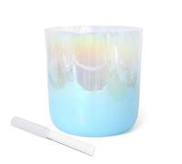 Quartz Crystal Singing Bowls, Clear Crystal Singing Bowl Blue Gradient 6-8 inch With Striker & O-ring For Yoga Meditation(432HZ,8 Inch D Note)