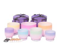 Quartz Crystal Singing Bowls Set, 6-12 Inch Kit, For Stress Reduction, Balancing Body Chakra, Prayer, Buddhist, With Suede Striker, Mallet(440hz)