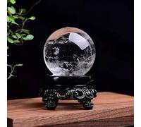 Quartz Crystal White Sphere Gemstone Ball Sculpture Figurine with Stand,30~34mm Gemstone Stone