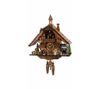 Quartz Cuckoo Clock Black Forest house with moving miner and mill wheel, with...