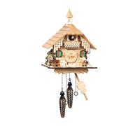 Quartz Cuckoo Clock Black Forest house with moving wood chopper