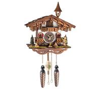 Quartz Cuckoo Clock Black forest house with music and bell ringer