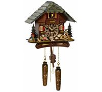 Quartz Cuckoo Clock Black forest house with music and light