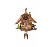 Quartz Cuckoo Clock Black forest house with music, moving seesaw and mill wheel