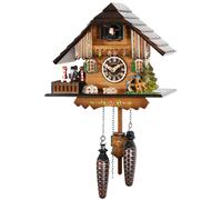 Quartz Cuckoo Clock Black forest house with music, turning dancers
