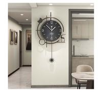 Quartz Decorative Wall Clock with Pendulum - Silent Battery Operated Large Clock for Living Room and Bedroom Decor (77X49CM)